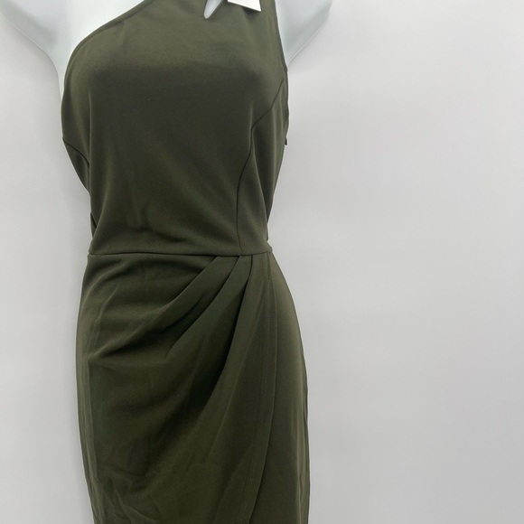 Royal Matrix Green Women's Sexy One Shoulder Cutout Ruched Bodycon Dress - Picture 5 of 11